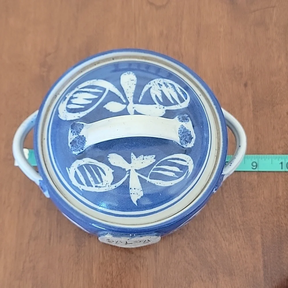 Pottery Blue White Salsa Dish with Lid